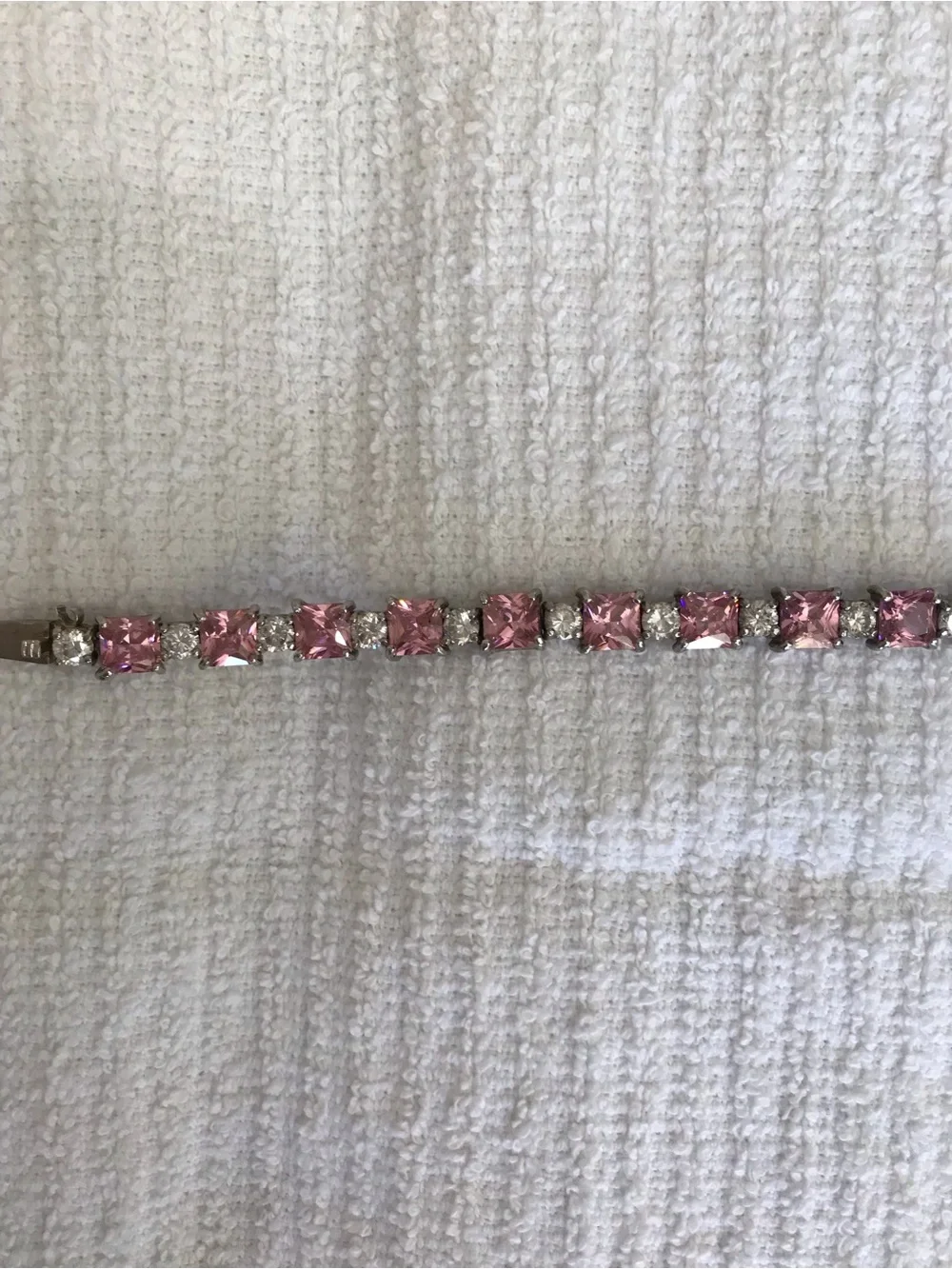 Silver Pink ICE Crystal Tennis Bracelet - Women's Accessory